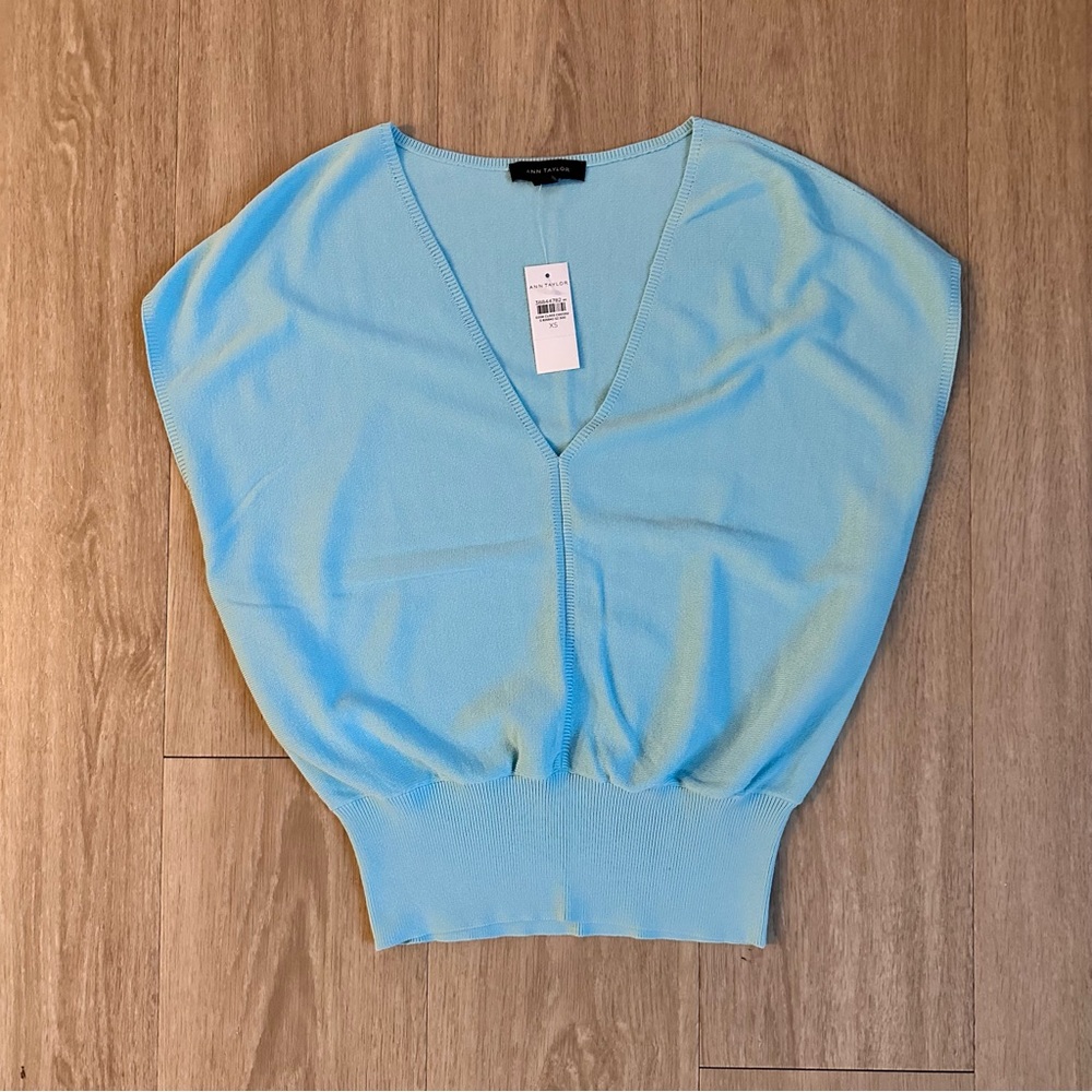 Ann Taylor Sky Blue V-Neck Sweater